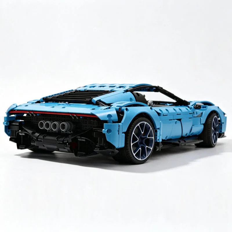 Фото НОВИНКА MOC-31189 Il Toro Azzurro, масштаб 1:8, спортивный автомобиль с двигателем V8, гиперкар, гоночный автомобиль, модель автомобиля, строительные блоки, игрушки, подарки на день рождения. №4
