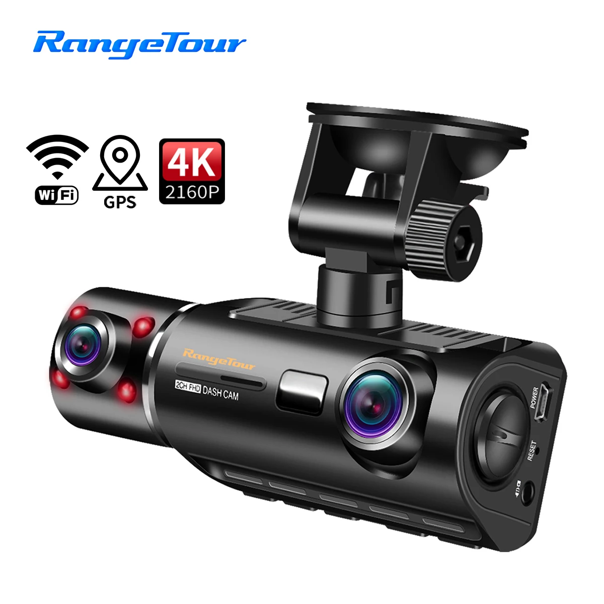 

Range Tour 4K 2160P Car DVR M3 Dash Camera Support WiFi Build-in GPS Front and Cabin Both 1080P 4 IR Night Version Parking Mode