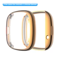 1 pcs suitable for fitbit versa3sense watch tpu full package electroplated protective case bumper women bling protective shell