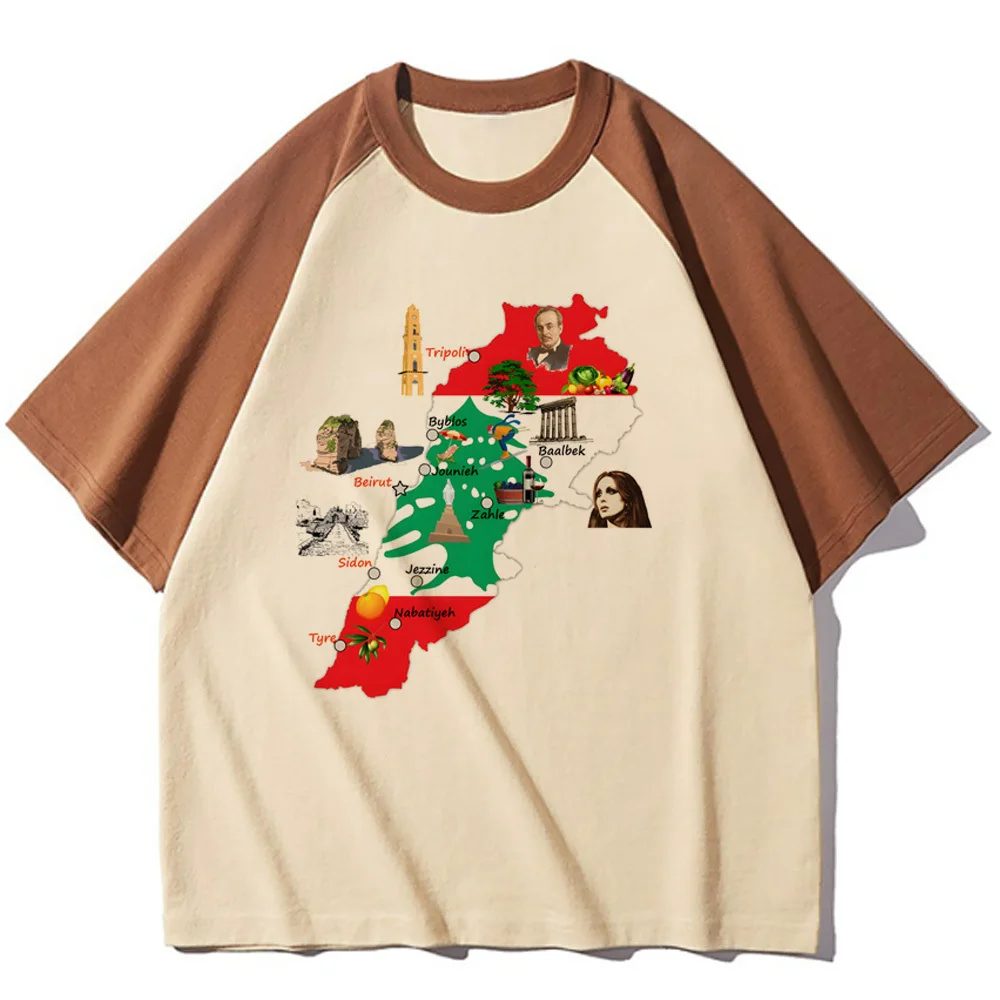 Lebanon top tees girl Pastel Y2k 80s Grunge 2000s Colorful t shirt Trendy kawaii Classic Pop Culture Graphic Digital