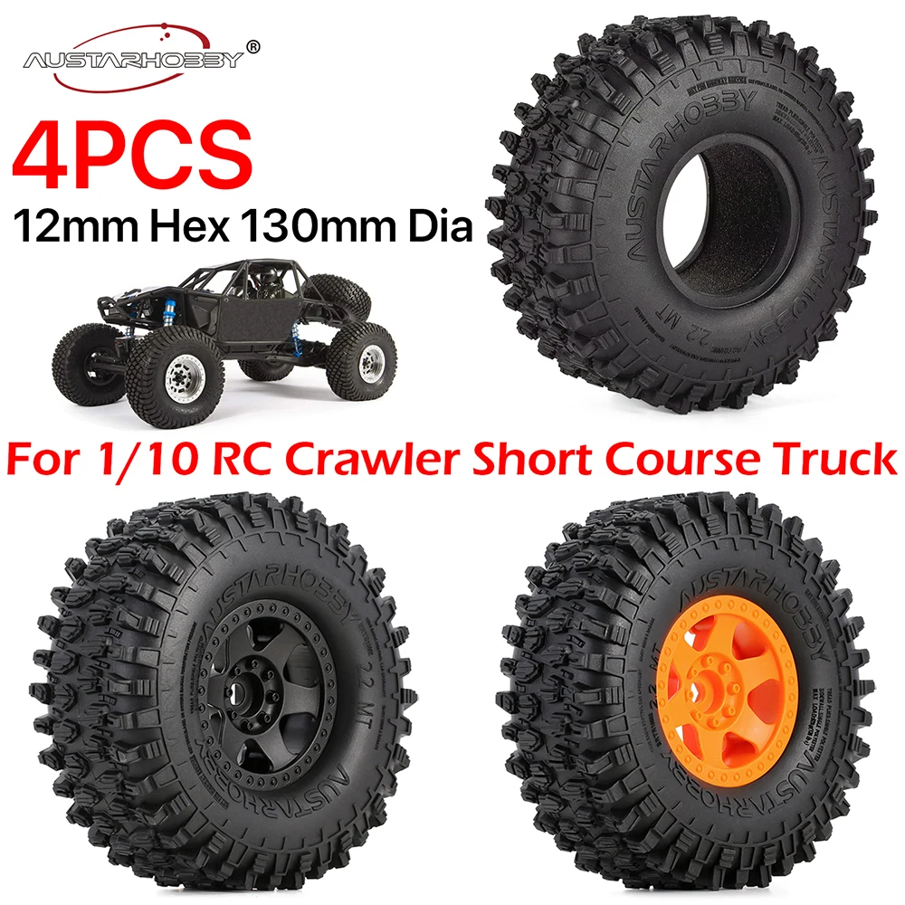 

AUSTARHOBBY 2.2 Beadlock Wheels and Tires for Axial SCX10 RR10 Wraith KM5 1/10 RC Crawler Short Course Truck Rims Set Mud Tire