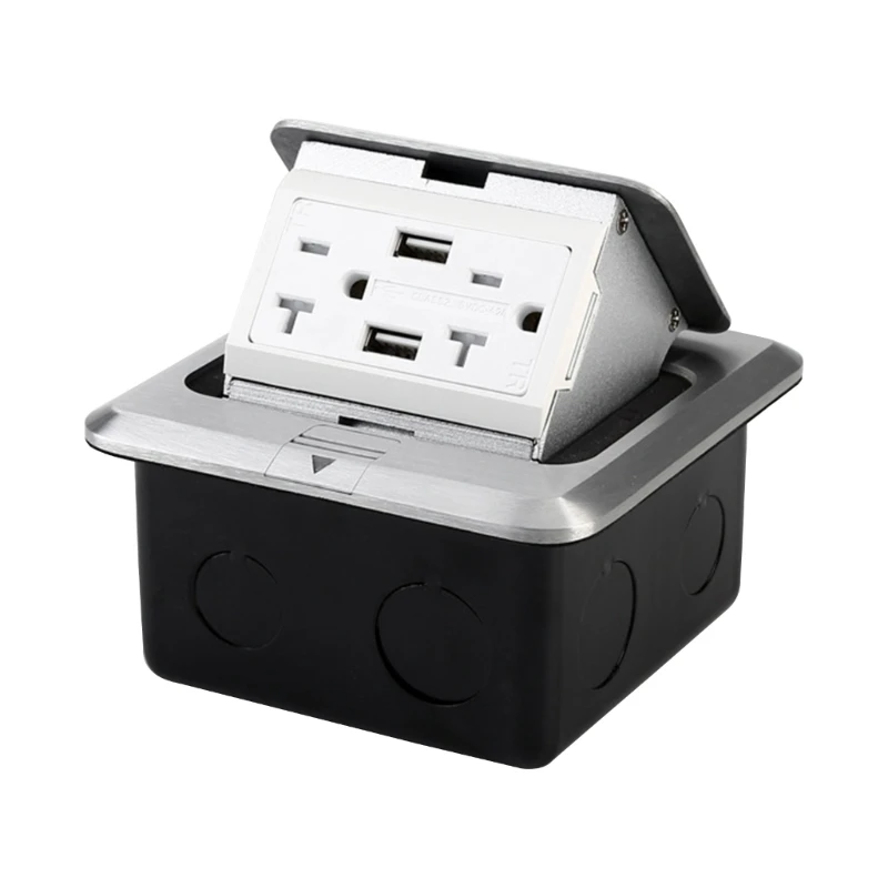 

Table Pop-up Power Strip Date Hub Connection Box Pop-up Outlet Box Aluminum Alloy Material US Standard for Office Drop Shipping