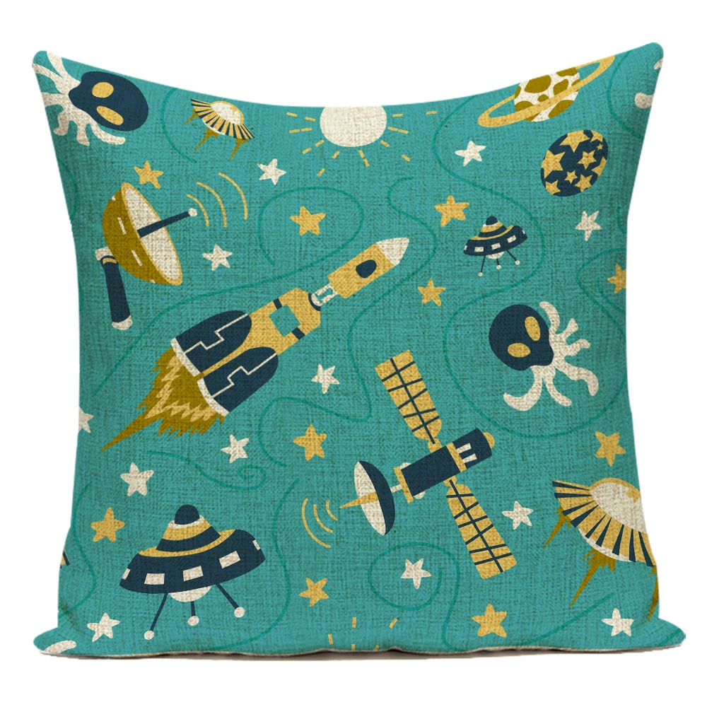 

Modern Home Decoration 45x45cm Astronaut Office Decorative Cushions Sofa Simple Pillow Cover Polyester Linen 2023 Cartoon E2335