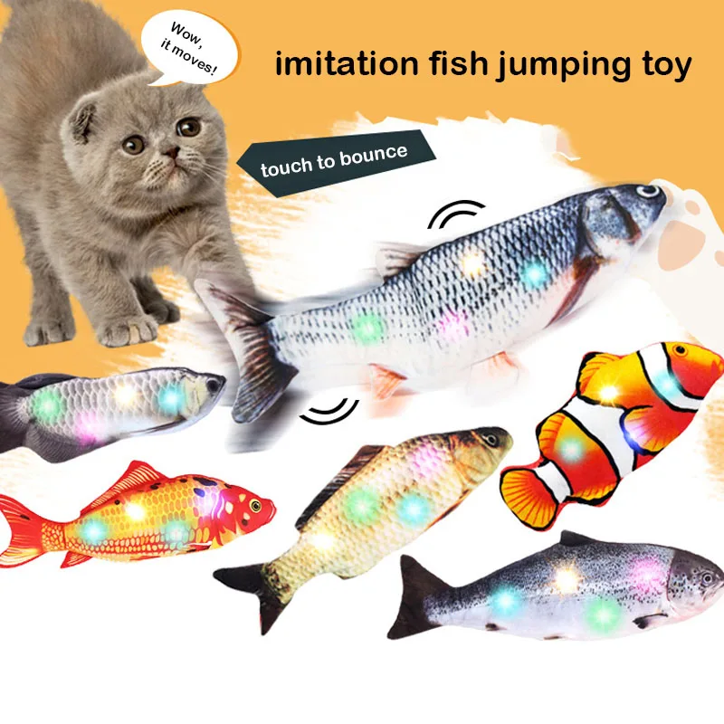 

Funny Stuffed Toy Electric Bounce Simulation Fish Jumping Fish Pet Toy Usb Charging Fish Cat Chewing Playing Biting Supplies