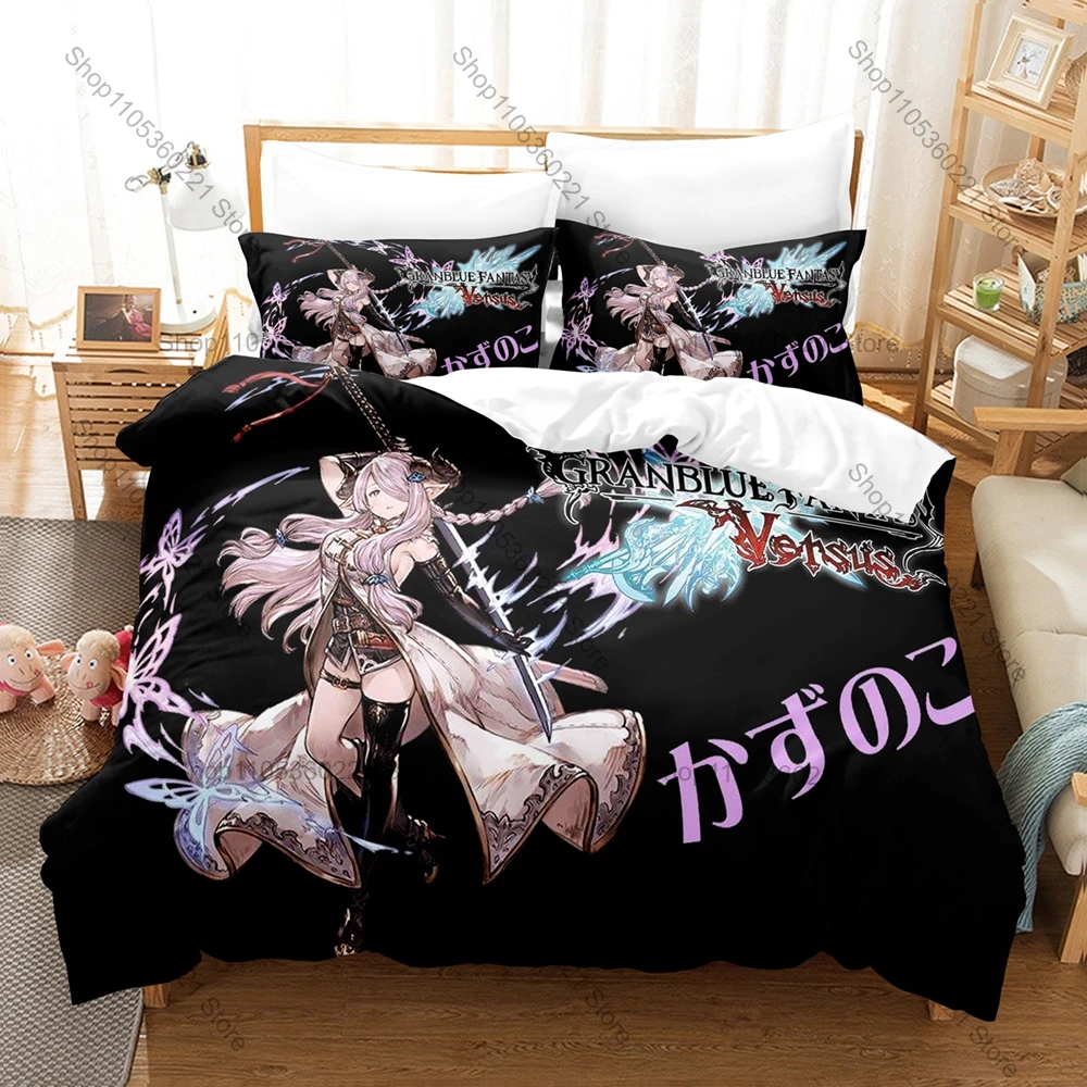 Фото Комплект постельного белья Granblue Fantasy GBF Relink Narmaya Zoya Fantasy Anime HD Print: пододеяльник + 2 наволочки, полиэстер, для геймерской спальни №5