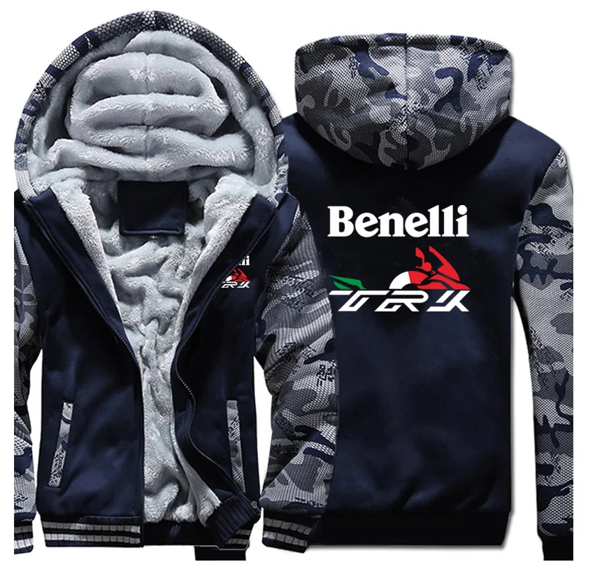 

2022 NEW winter printed BENELLI car logo thickened casual coat men's zipper men's Plush coat