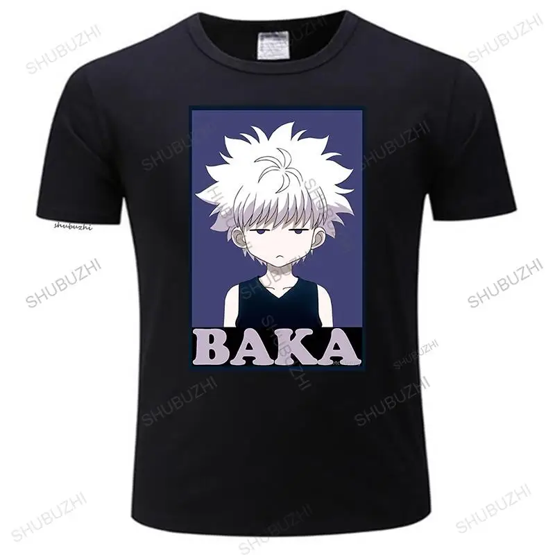 

New Hunter X Hunter T Shirts Killua Zoldyck Baka Classic Comic O-Neck Short Sleeves Classic Fit Pure Cotton T-Shirts bigger size