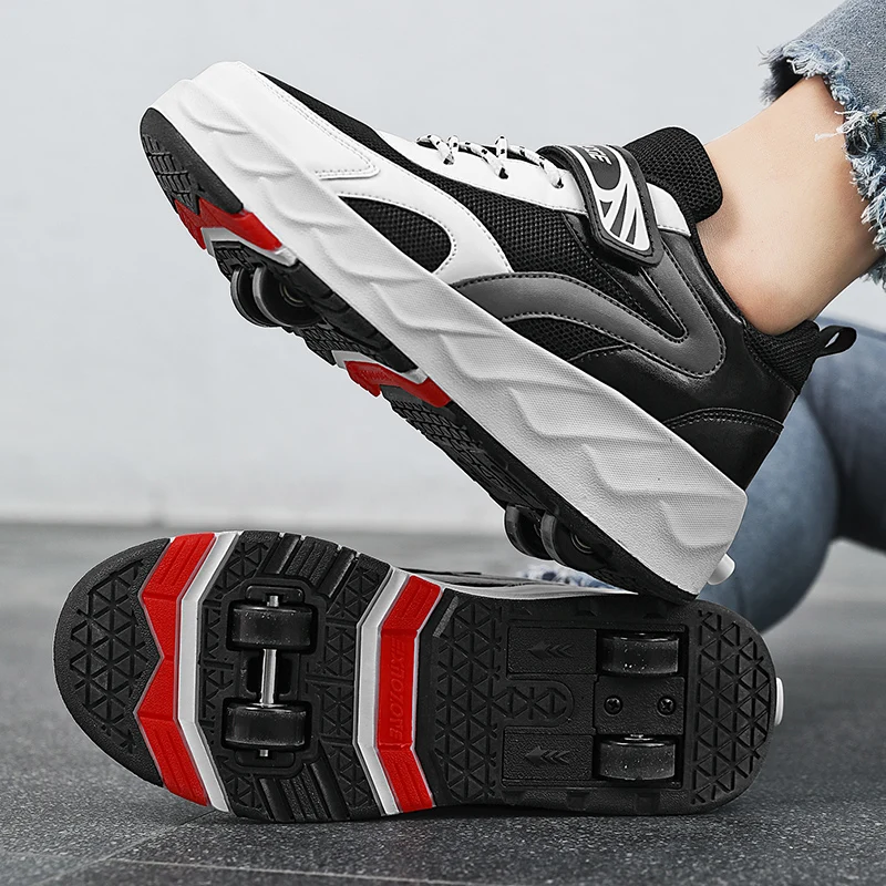 

Four Wheels Dual Use Skating Shoes Double-Row Roller Men's Casual Sneakers Women Sport Walking Running Unisex Ice Skating Shoes