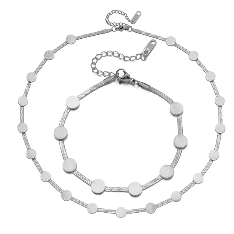 Комплект из колье и браслета нержавеющей стали 316L