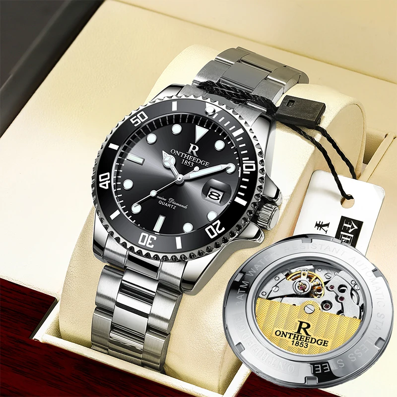 Часы Мужские Механические Кварцевые водонепроницаемые из нержавеющей стали с