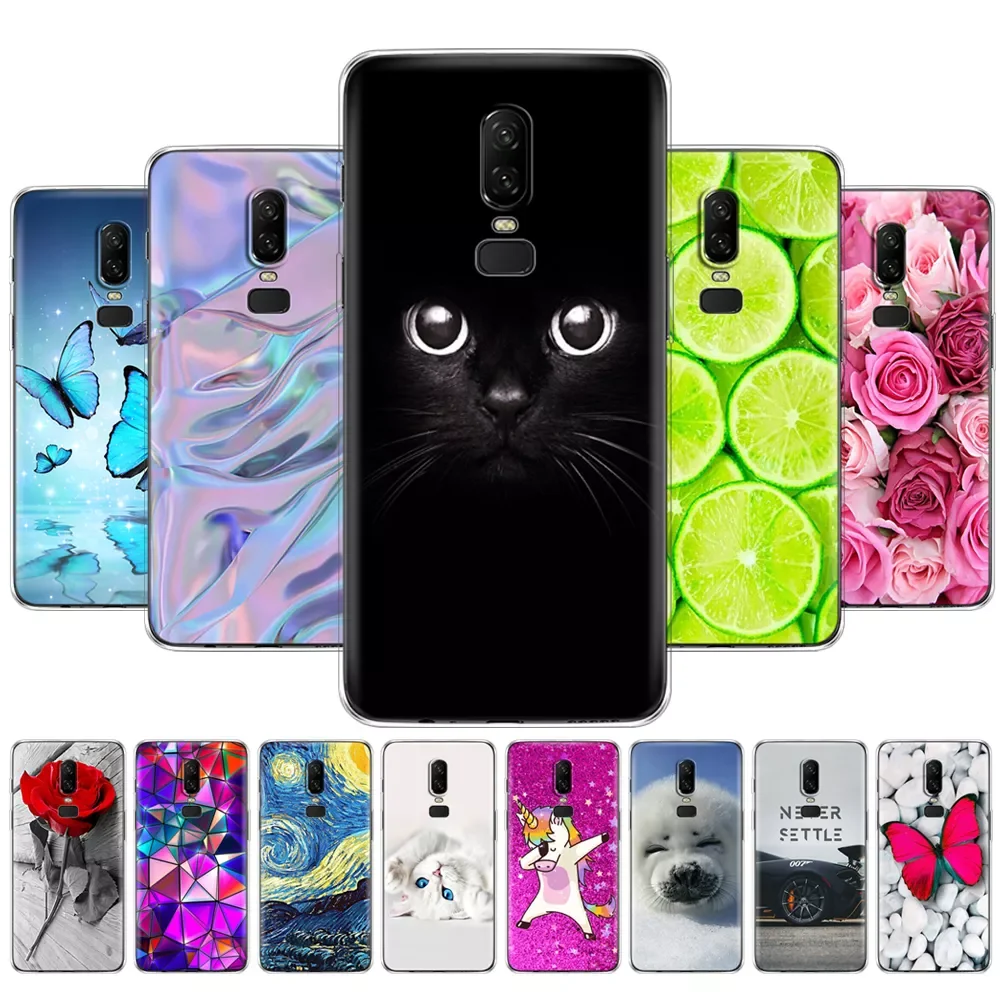 

soft tpu silicone transparent cover phone case for oneplus 6 one plus 6 back cover 360 full protective clear coque Cat flower