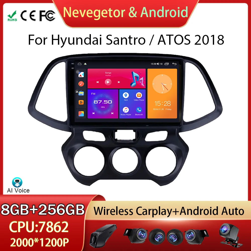 Автомагнитола для Hyundai Santro/ATOS 2018 дюйма Wi-Fi GPS Android 13