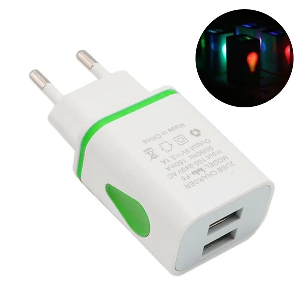 

USB Wall Charger for Samsung Xiaomi Dual Port 2A Output Travel Plug Power Adapter Compatible for Phone EU/US Plug