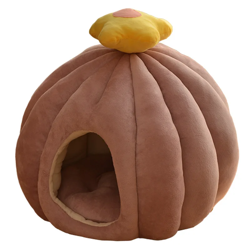 

Pumpkin Deign Enclosed Warm Cat Bed for Portable Pet Bed Dog Basket Cushion Cat Pillow Mat Tent Puppy Nest Cave Dog House
