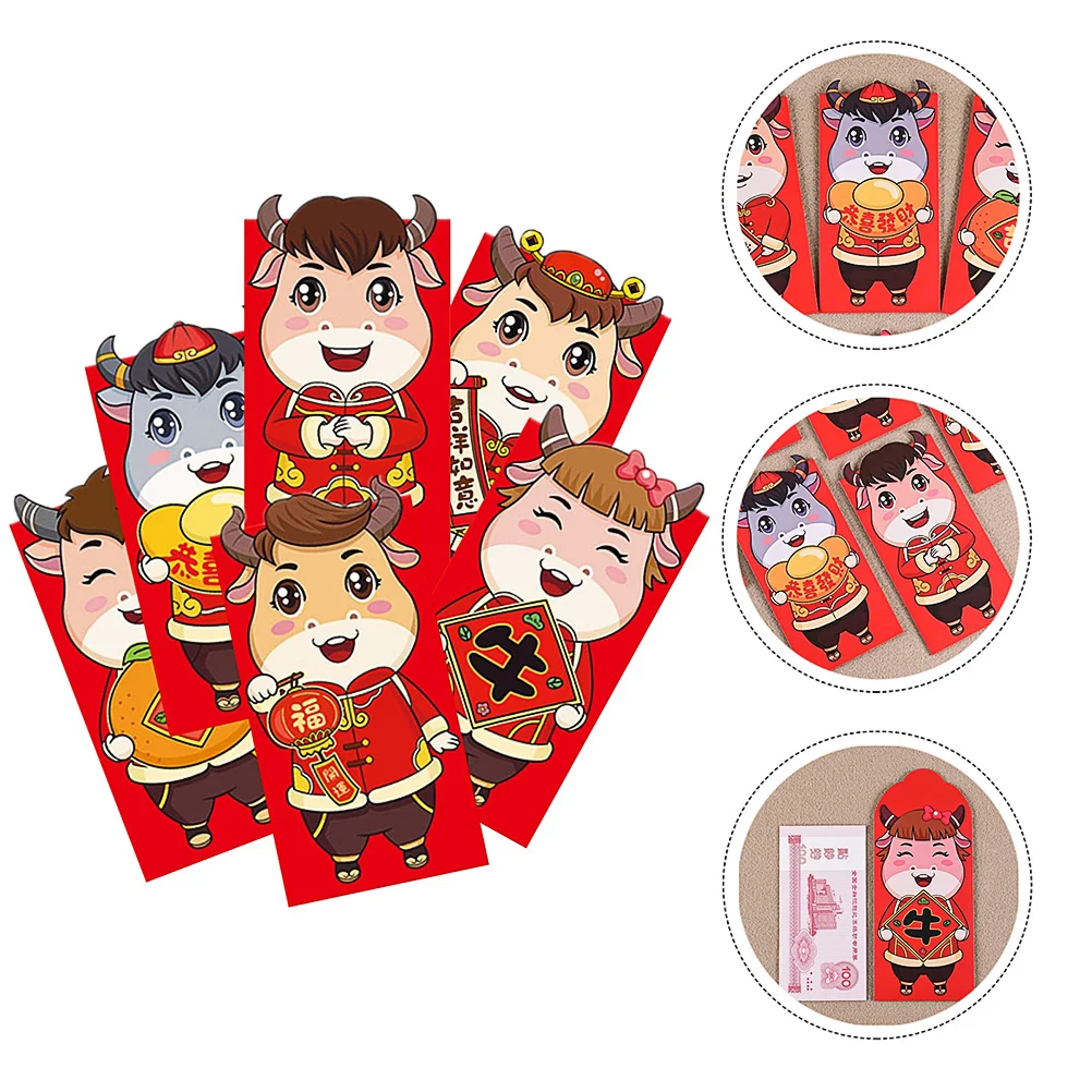 

Red Envelopes Chinese Year Packets New Hongbao Gift Wedding Spring Festival Money Lunar Ox