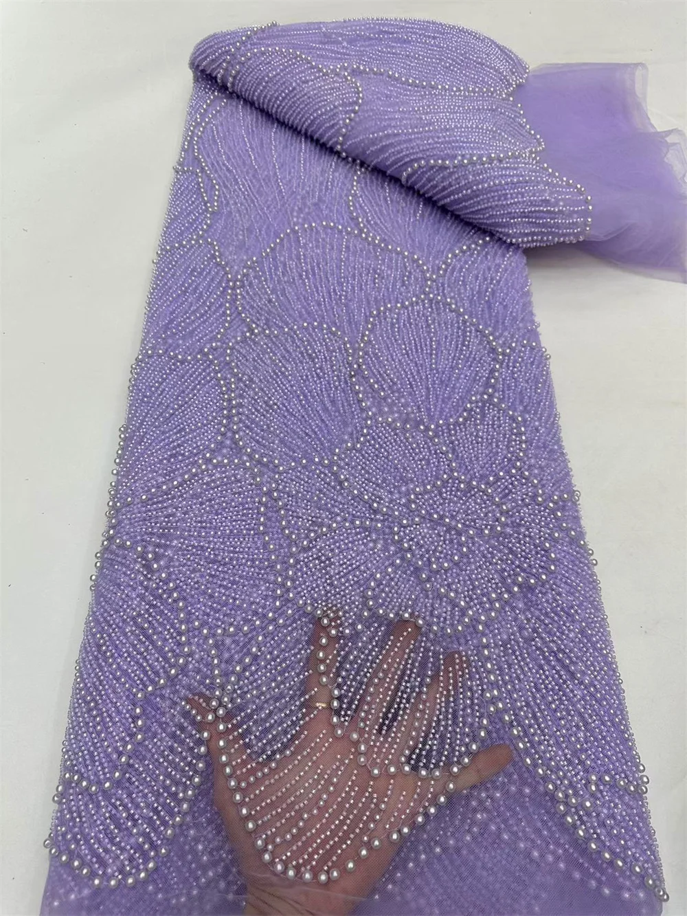 Роскошная кружевная ткань с бисером 5 ярдов высокое качество 2024 африканская для