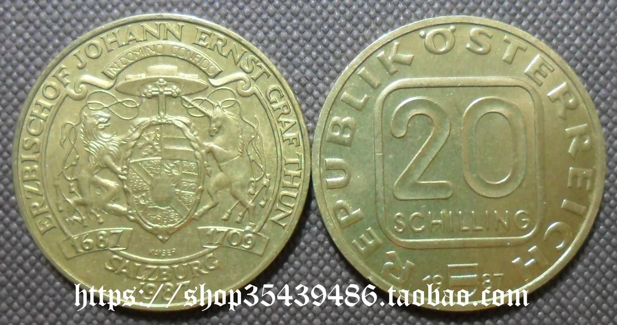 

Австрия, 1987 г., 300 г., годовщина рождения архиепископа Туна из Зальцбург, памятная монета с 20 шэлями