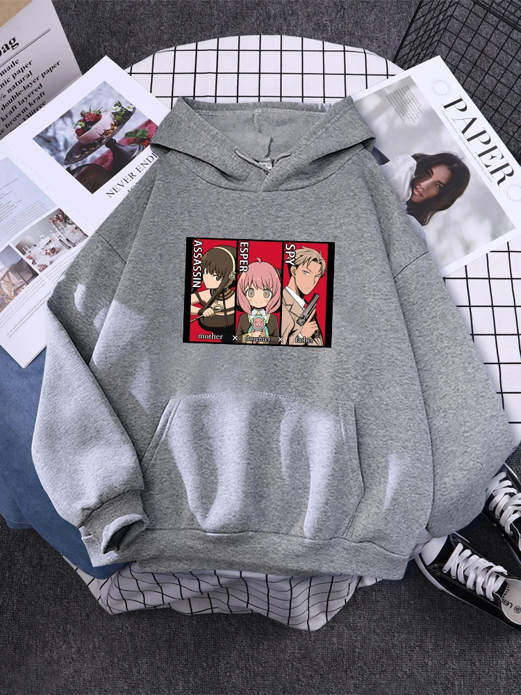 

Anya Spy X Family Forger Clan Art Printed Women's Hoody Anime Crewneck Manga Long Sleeves Comfortable Soft Tops Female Pullover