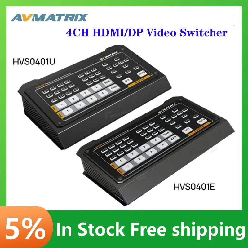 

AVmatrix HVS0401E HVS0401U 2 Channel SDI HDMI-compatible Video Switcher Mixer 4 Channel Inputs 2 Channel PGM Output