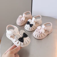 summer baby walkering sandals children kids toddler girls bow hollow out wrapped head leather princess beach roman shoes sneaker