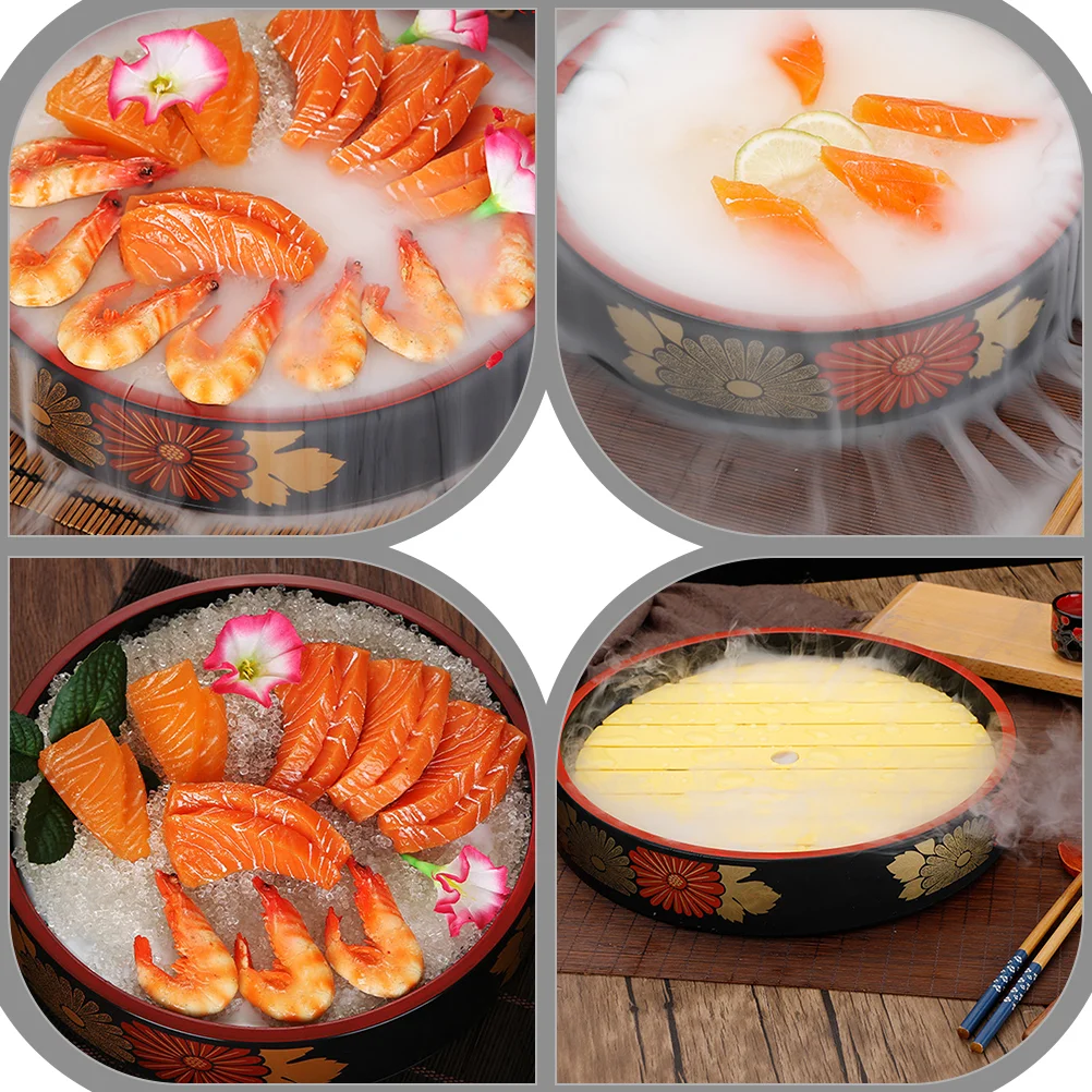 

Sushi Serving Plate Tray Japanese Plates Ice Sashimi Platter Dish Bowlboat Rice Wood Wooden Appetizer Display Dip Round Dishes