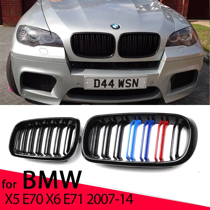 

Car Front Bumper Grilles Kidney Racing Grill For BMW X5 E70 2007-2013 X6 E71 E72 2008-2014 Double Slat Replacement Grille