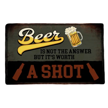 BlessLiving Beer Light Sign Theme Small Carpet Black And Red Background Floor Rugs Anti-Slip Doormat Home Decor Area Mats 2