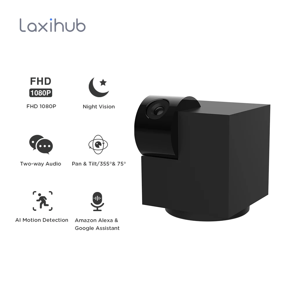 laxihub indoor ip camera wifi smart home surveillance camera baby cam monitor 720p1080p2k night vision ptz security camera free global shipping