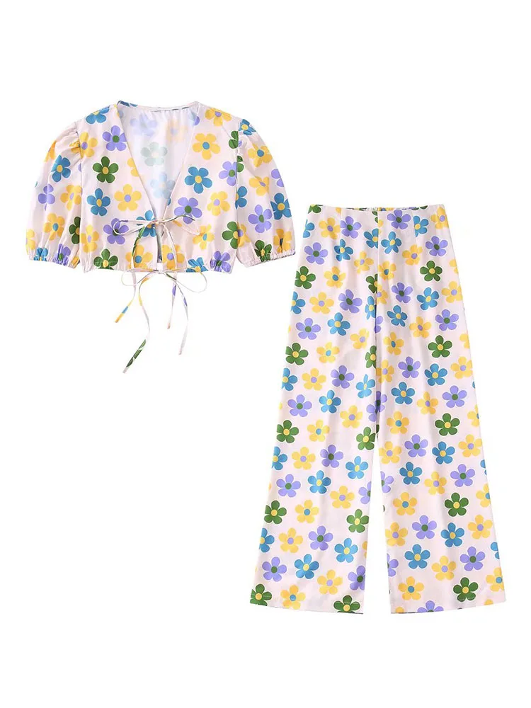 

PB&ZA 2330404 Women 2022 summer New Fashion Floral Print poplin Blouses Vintage Puff Sleeve Female Shirts Chic Top 2330/404