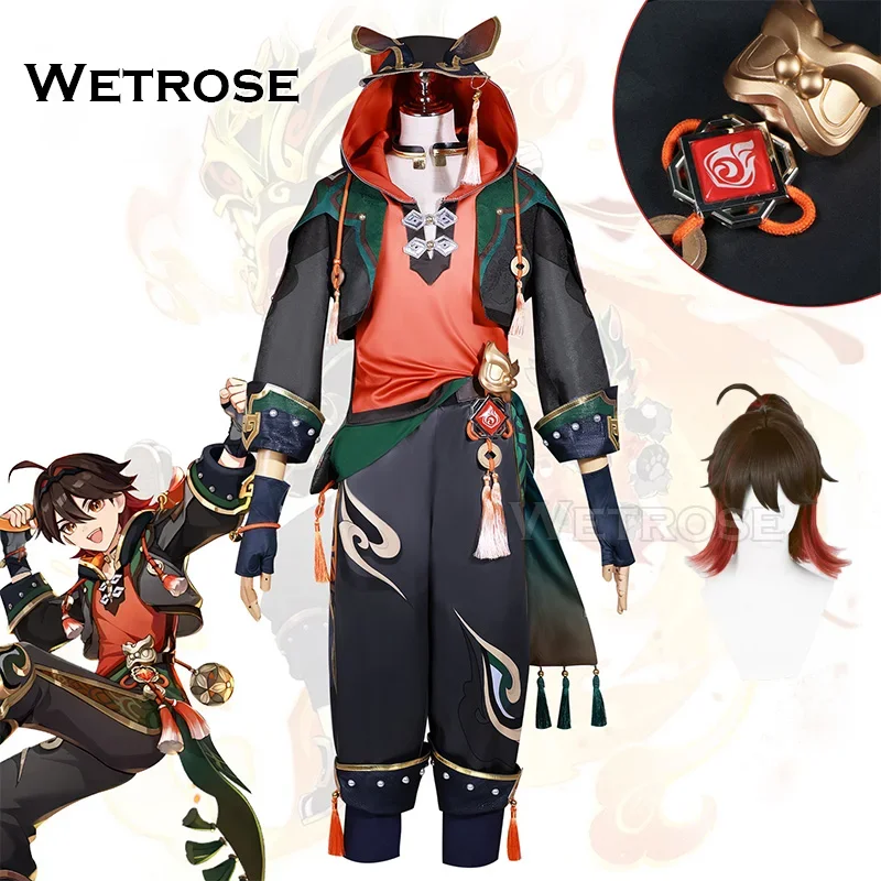 [Wetrose】 игровой костюм для косплея Genshin Impact гор reg g иunto Gaa Ga Ming Min Liyue Lion Boy jiamer Jia Set Wig