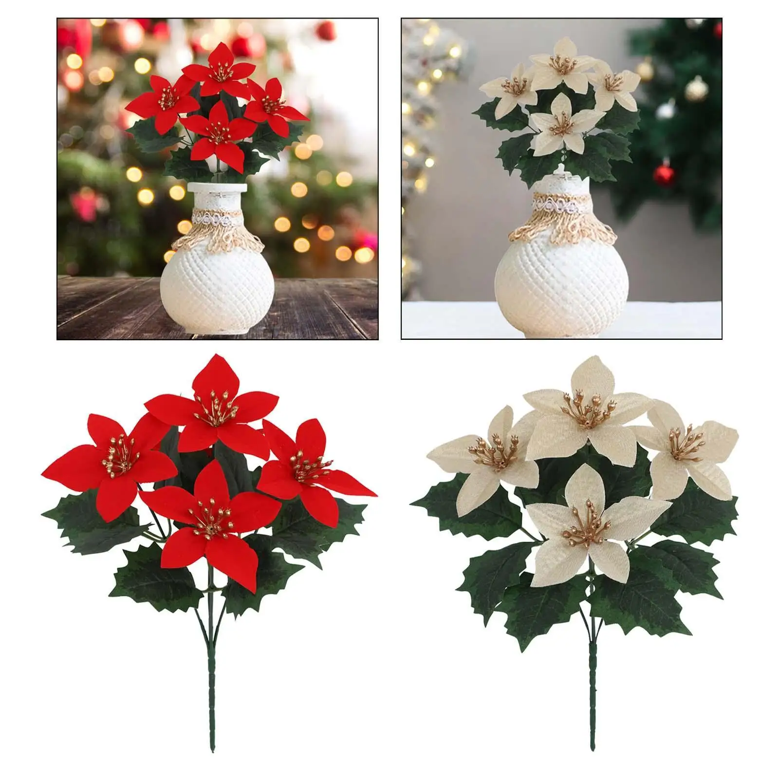 Искусственные рождественские цветы реалистичный садовый реквизит для