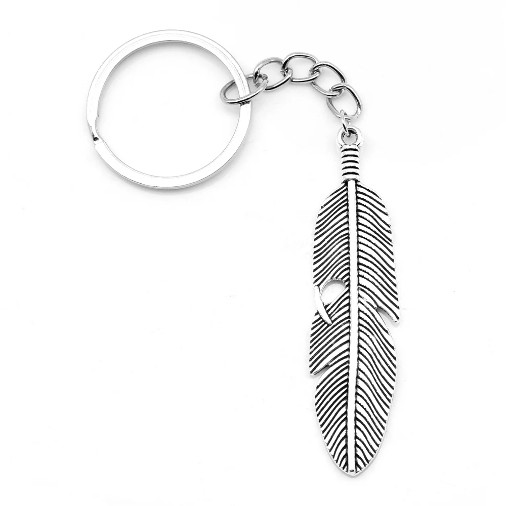 1 шт. металлическое кольцо для ключей с перьями 15x61 мм