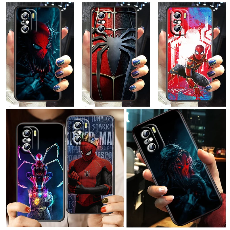 

Marvel SpiderMan Venom Phone Case For Xiaomi Redmi K50 K40 Gaming 10 10C 9AT 9A 9C 9T 8 7A 6A 5 4X Fundas Black TPU Cover