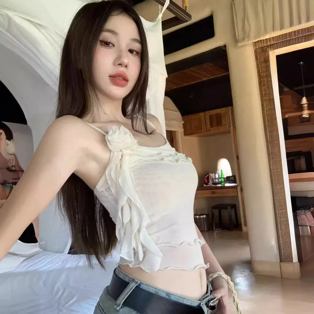 Женский двухслойный кружевной топ с цветочной сеткой небольшой жилет внутренний