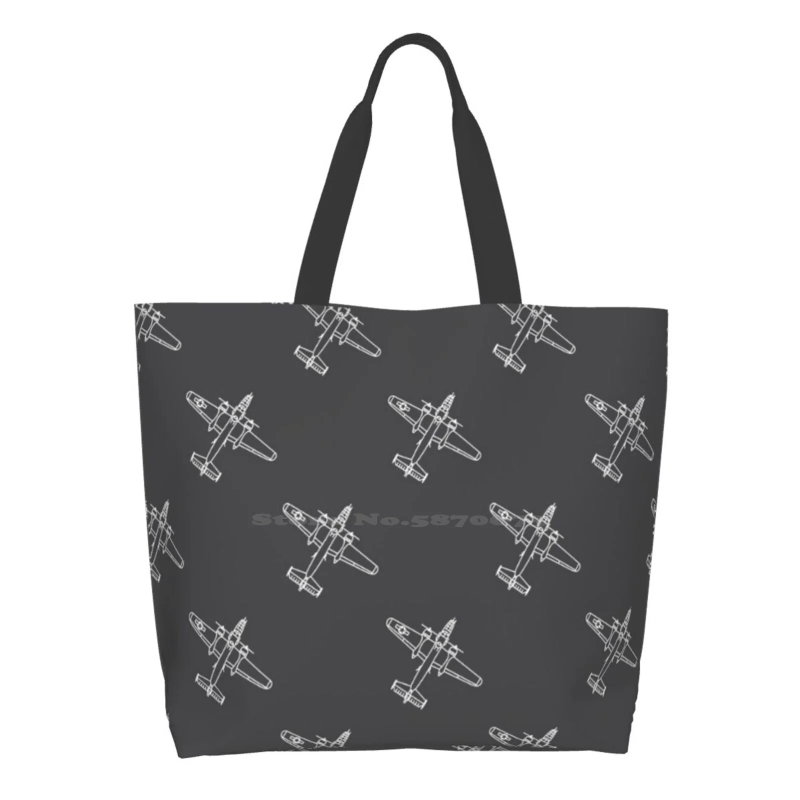 

B - 25 Mitchell Pattern Reusable Shopping Bag Tote Large Size B25 Mitchell B 25 B 25 Mitchell Ww2 North American Aviation Wwii