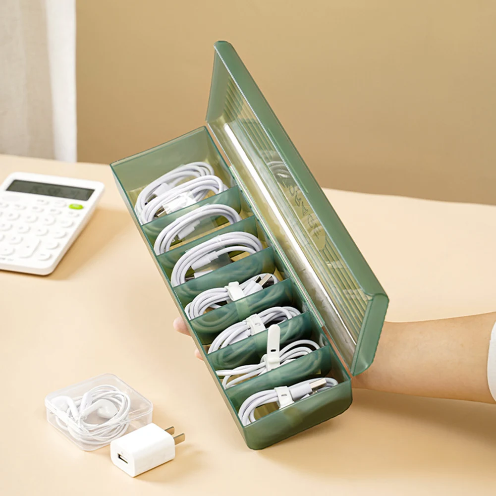 

Пластиковая настольная коробка для хранения кабелей, вместительная коробка для управления проводами с крышкой, коробка для хранения кабелей с защитой от пыли