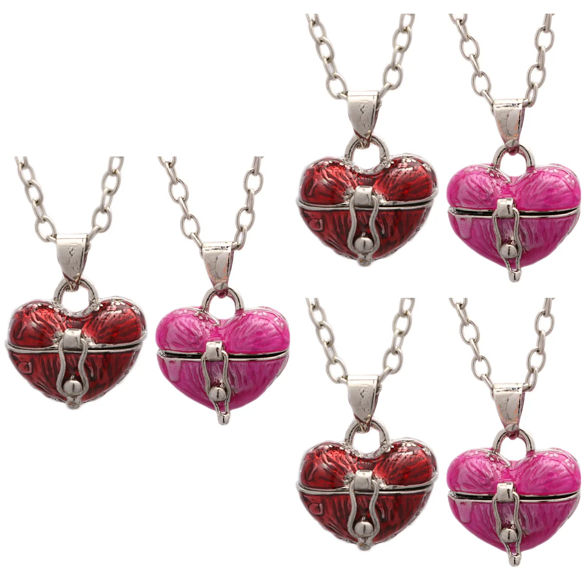 

6 Pcs Girl Necklace Gemstone Heart Pendant Daughter Mom Women Heart-shaped 1.7X1.6X1CM Matching Girlfriend Copper Locket Lovers
