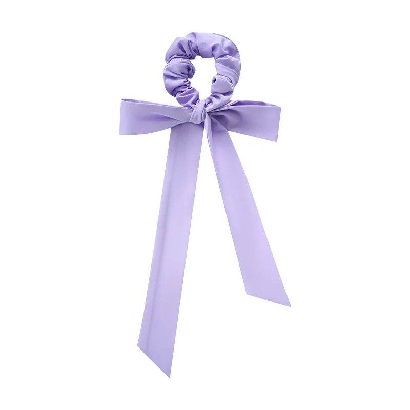 Logo Printed Love Knots Tie Scrunchie Long Flowy Attached Bow Strings Headband For Women Cute Yoga Accessories