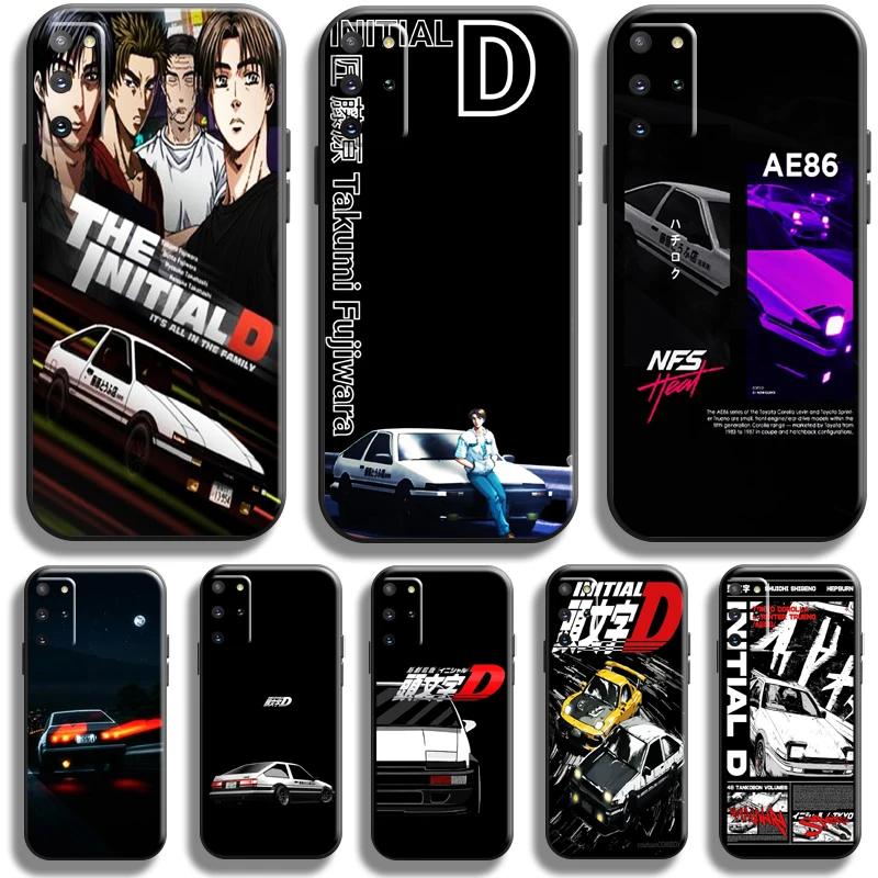 

Initial D For Samsung Galaxy S21 S20 FE Ultra S21 S20 Plus 5G Phone Case Black Funda Coque Liquid Silicon Carcasa Back