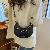 trendy chain shoulder bags for women new solid pu leather crossbody bags fashion designer female handbags and purses