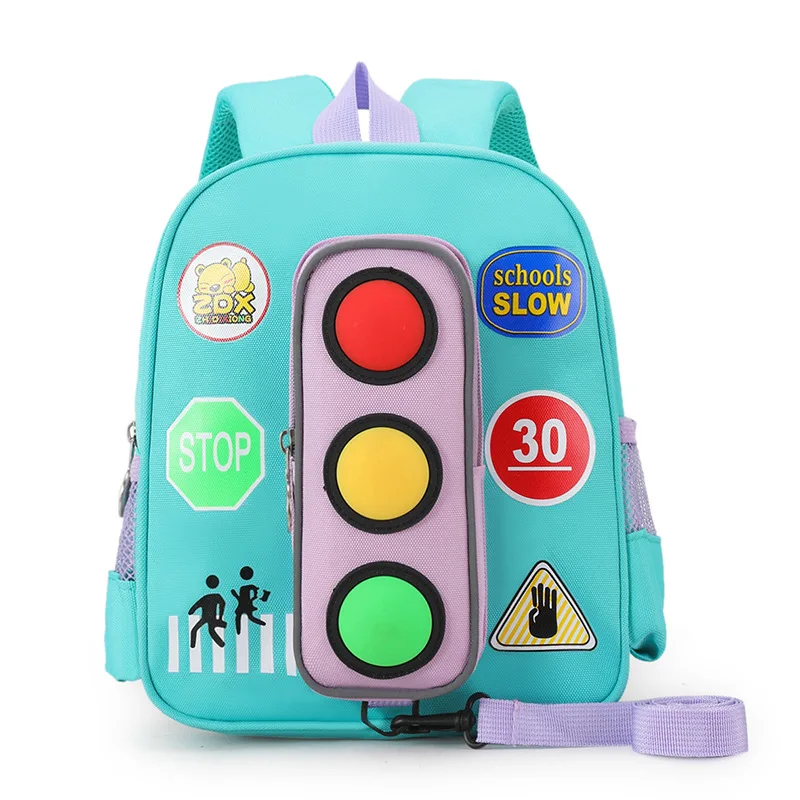 Anti-lost Children's Schoolbag Cartoon Traffic Light Kindergarten Children Backpack 2-4 Years Old Boys and Girls Backpacks