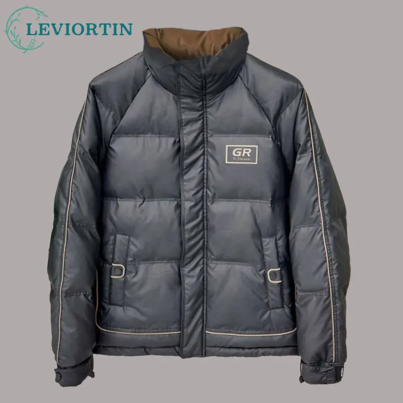 Зимняя куртка на утином пуху для мужчин уличная одежда с буквенным принтом и