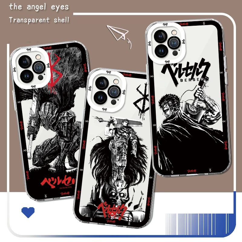 Чехол для телефона Berserk с аниме Apple iPhone 15 14 13 12 mini 11 XS XR X 8 7 Pro Max прозрачный чехол