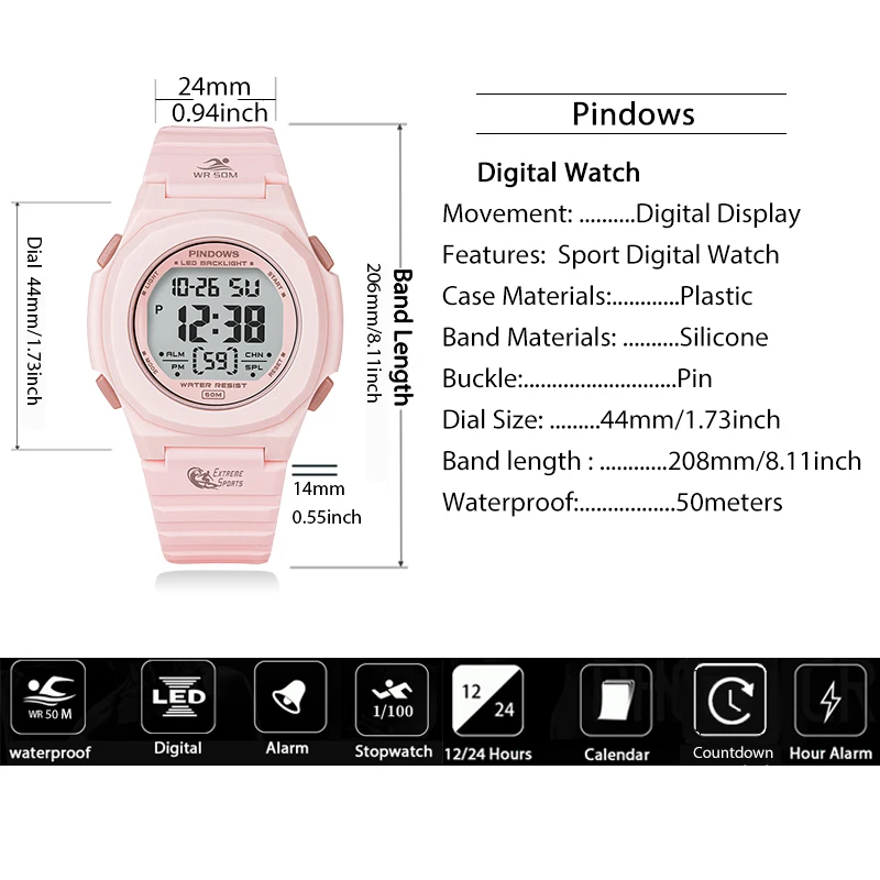 Fashion Waterproof Digital Watch Women Original Alarm Sport Electronic Wristwatch Men Luminous Hand Clock Lady Physical Exercise enlarge
