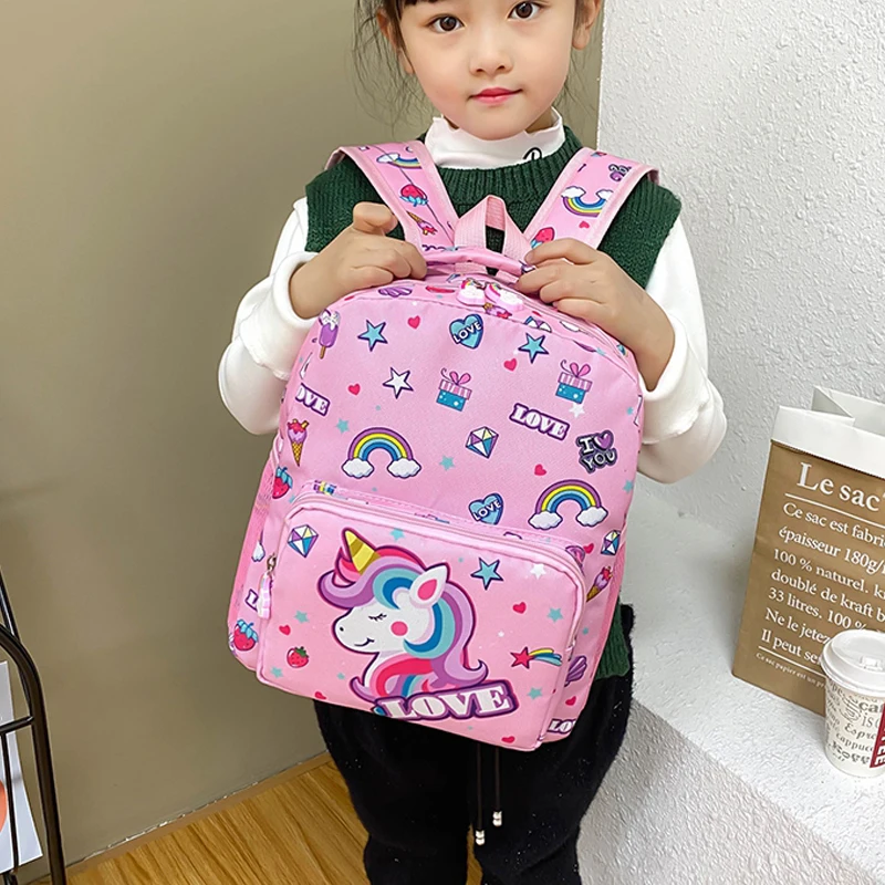 "Школьный портфель с единорогом для детей, детский рюкзак с мультипликационным рисунком, водонепроницаемые Модные большие сумки для книг"