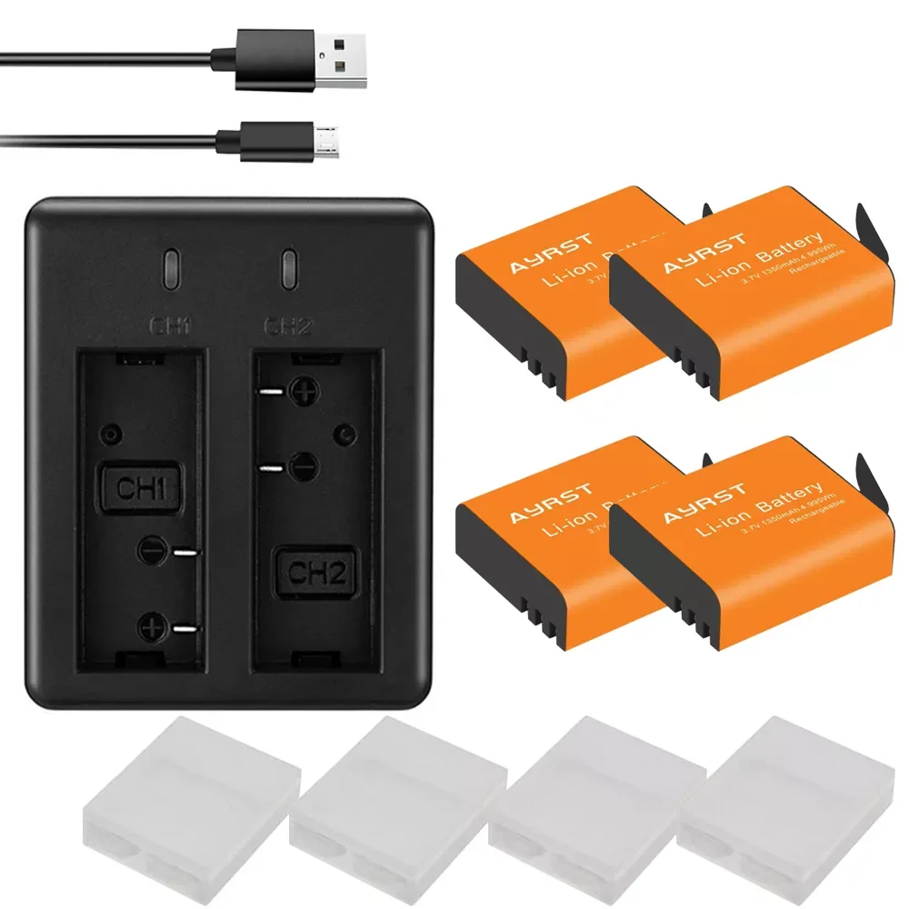 

NEW2023 1350mAh PG1050 SJ4000 PG900 battery + USB Dual charger For SJCAM SJ5000 SJ6000 SJ8000 M10 EKEN 4K H8 H9 GIT-LB101 batter