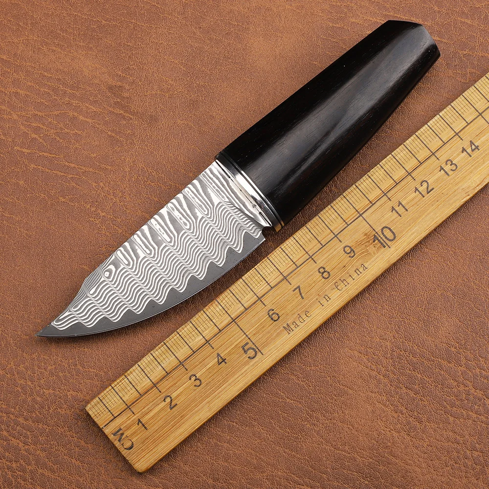 Free Shipping Ebony Handle 67 Layers VG10 Damascus Steel Plate Forged Outdoor Fixed Hunting EDC Tool Knife