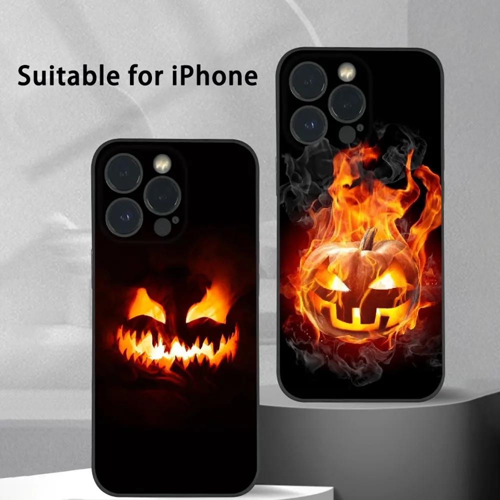 Чехол для телефона на Хэллоуин с Тыквой и пламенем iPhone 15 14 13 12 11 Pro Xs Max Mini XR X 78 Plus