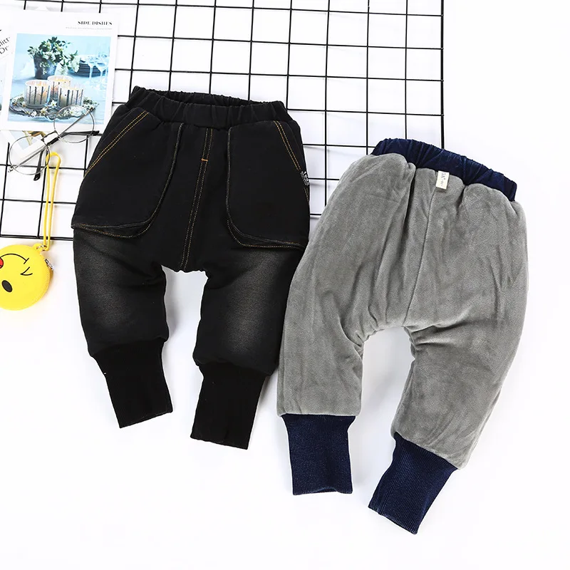 Детские джинсы Утепленные зимние кашемировые штаны для мальчиков 2019