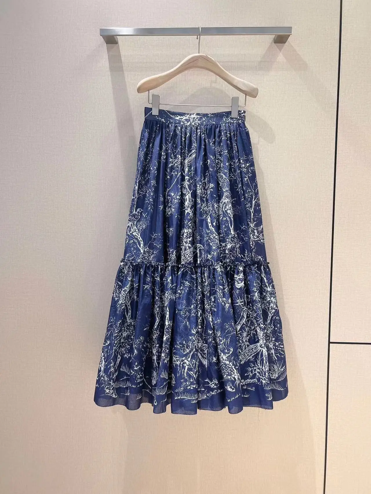 

Женская модельная длинная юбка, Повседневная плиссированная хлопковая юбка с цветочным принтом, лето 2023